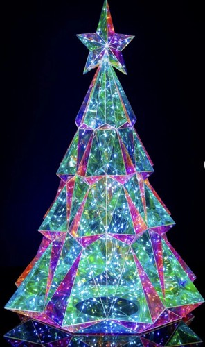 Kristalloptik irisierender Weihnachtsbaum Multifunktion LED Lichterkette 50cm - Bild 5 von 7