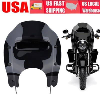 #ad Black Wind Splitter Vented Windshield For Harley Road King FLHR I 1994 2021 2022 $208.56