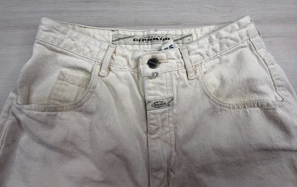 Antigo Jeans Marithe Francois Girbaud Mom Bege Cintura Alta Conicidade Anos 90 Fabricado nos EUA 26x31,5 - Imagem 3 de 4