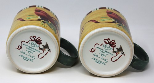 Set of 2 Lenox Winter Greetings Everyday Cardinal 12 oz. Coffee Mugs Cups - Picture 5 of 7