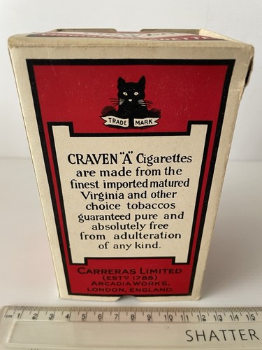 Original c1928 Craven "A" Cork Tip Cigarettes Empty 200 in Packets of 20 Box - Picture 2 of 6