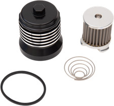 PC RACING Flo "Spin-On" Oil Filter - Black With Polished Fins - For