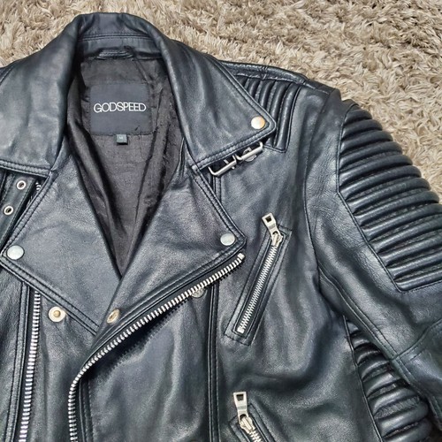 Chaqueta motera de cuero Godspeed negra talla mediana - Imagen 4 de 12
