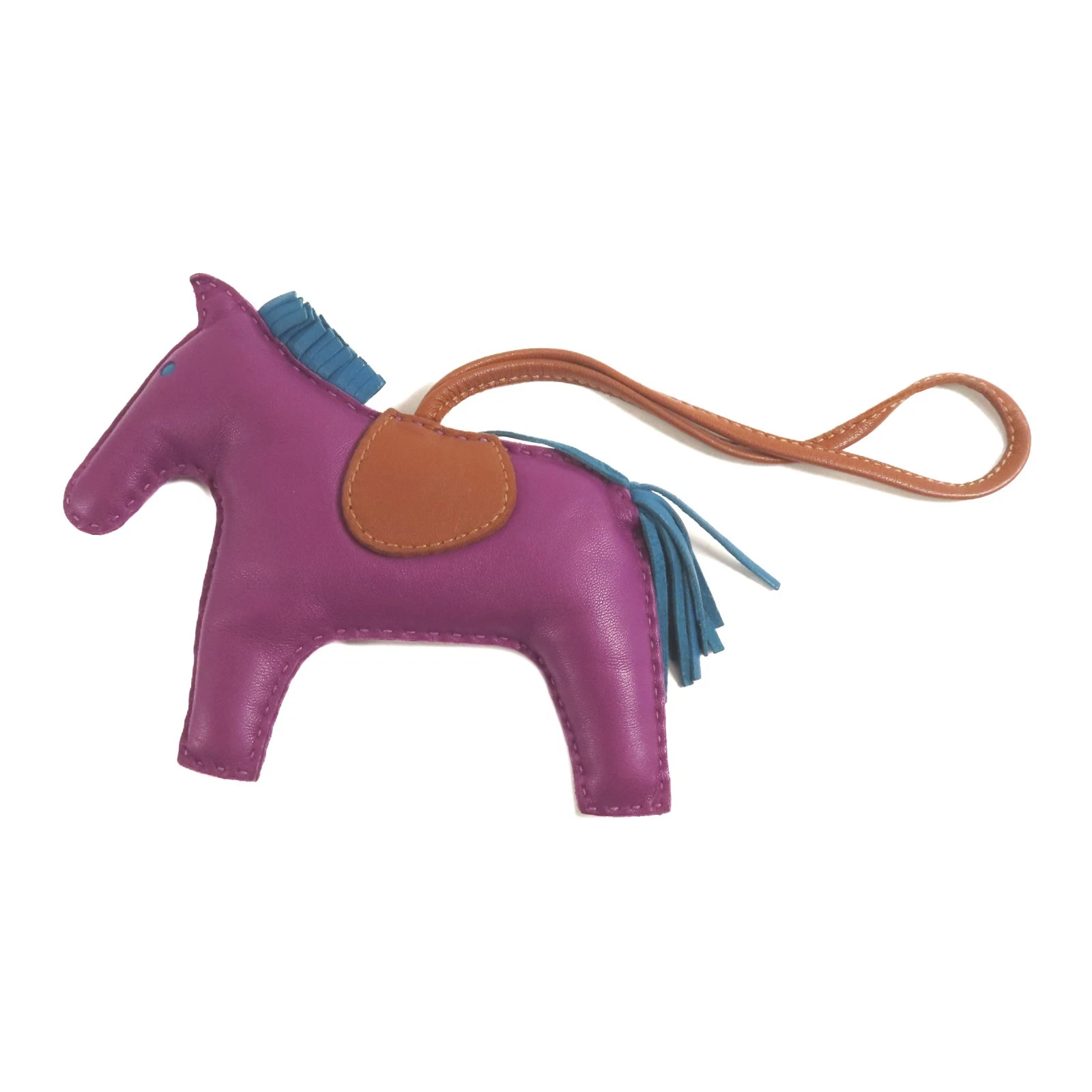 HERMÈS HERMES Rodeo GM Charm Milo Pelle Anemone Blu Smirne