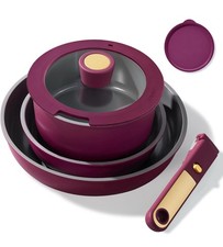 CAROTE Ceramic Pots and Pans Set,Nonstick Cookware Set Detachable Handle,6pcs In