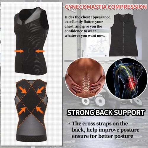 Mens Compression Shirts Vest Slimming Body Shaper Tummy Control Fitness Tank Top - Picture 4 of 26