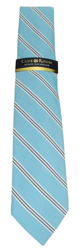 NEW MENS CLUB ROOM ESTATE NECKWEAR UMBRELLA STRIPE BLUE COTTON SILK NECK TIE $52 - Picture 2 of 2