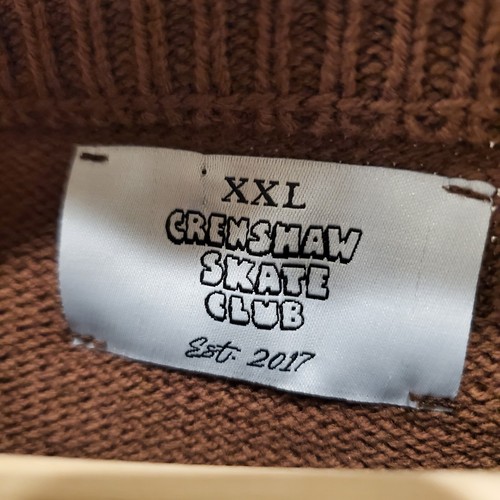 Y2K Crenshaw Skate Club Sweater Mens XXL Brown Logo Grunge Oversized CSC Skater - Picture 3 of 12