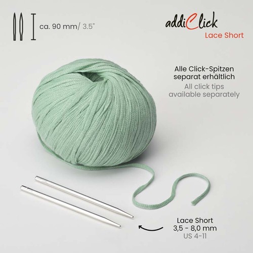 addiClick LACE Short Spitzen Austauschbare Rundstricknadeln v. addi|Maß:6mm/9cm - Bild 2 von 2