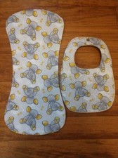 Quilted Baby Bibs Burp cloth , Super soft , Baby Elephants Ages 0-6 month