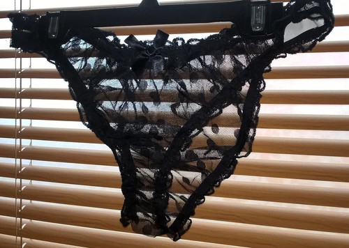 Sexy Sheer Black Polka Dot Frill SEE THRU Knickers Panties Sissy CD TV 34 - 46" - Picture 3 of 13