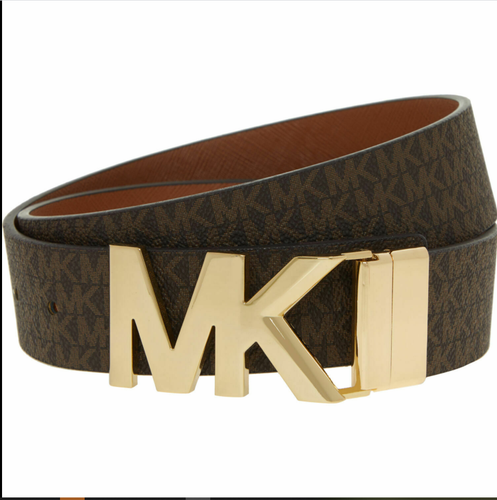 Michael Kors Women's Signature Twist Reversible MK Logo Plaque Vanilla/Luagge - Picture 9 of 10