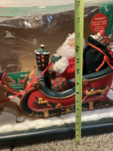 VTG 1995 HOLIDAY CREATIONS ANIMATED MUSICAL SANTA WITH REINDEER & SLEIGH -READ - Bild 12 von 15