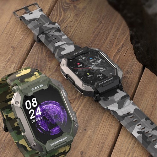 US Waterproof Smart Watch Military Tactical Men Wristwatch Sport Fitness Tracker - Picture 4 of 6