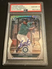 LAZARAO MONTES Mariners signed auto 2023 1st Bowman Chrome Mega Box Mojo PSA 10