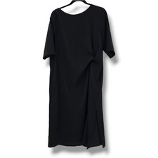 Georgio Armani Black Midi Dress Minimalist Style Side Slit Casual Elegant Women