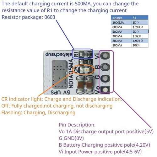 Mini 5V 1A UPS Uninterrupted Output Module 2 in 1 Charge Discharge 3.7V 3.8V 4.2 - Picture 5 of 10