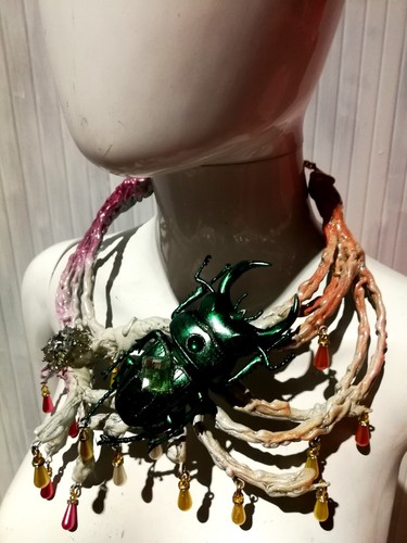 Luxury Jewelry Necklace Art Deco Nouveau Liberty Pendant Insect Vintage Pearl - Foto 12 di 24