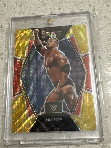 2022 Panini WWE Select The Rock Premier Level #162 Gold Wave Prizm /10