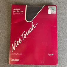 Vintage Sears Nice Touch Regular Pantyhose Size Q Dark Grey Sandalfoot