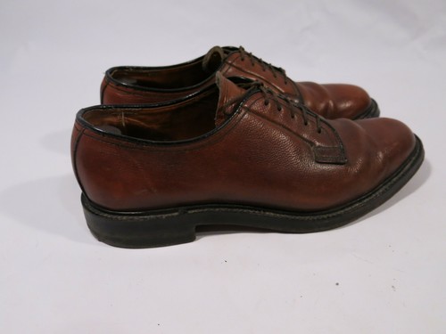 VTG Mens 9.5 D Made England Brown Pebble Grain Leather Derbies V Cleat Heel - Picture 4 of 10
