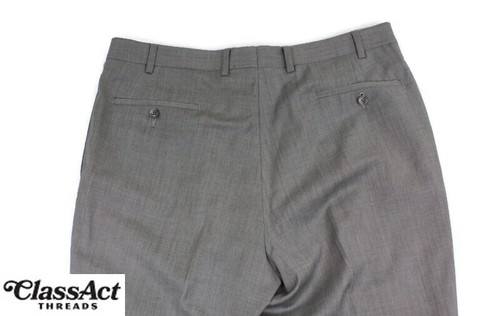 Calvin Klein Vestito Pantalone Grigio Lana Fronti Piatti Tg 36R 36" X 31" - Foto 7 di 8