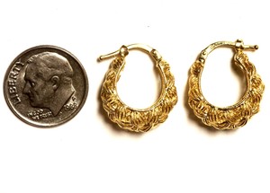 14k-yellow-gold-polished-textured-hoop-earrings-3-7g-estate-vintage-antique