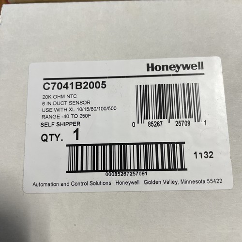 Honeywell C7041B2005 6” Duct Sensor 20k Ohm