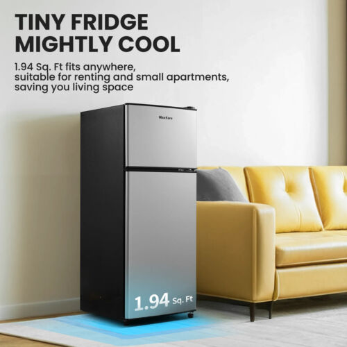 3.6 cu.ft Mini Fridge with Freezer Compact 2-Door Variety, Silver - Picture 3 of 9