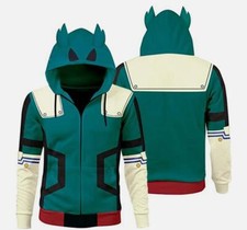 My Hero Academia Midoriya Izuku Cosplay Hoodie Zip Up Jacket Adult Kids Coat
