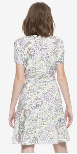 Girls Hot topic Harry Potter Watercolor Marauder's Map Babydoll Dress Size XL - Picture 2 of 3