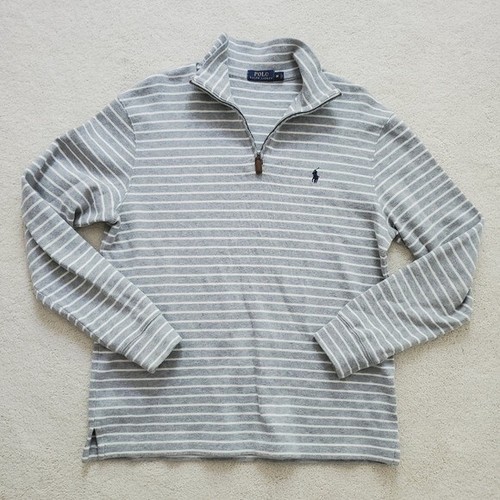 Polo Ralph Lauren Men's Gray and Cream 1/4 Zip Pullover Shirt szM - Picture 5 of 15
