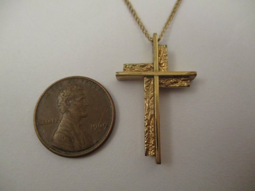 Vintage Donna 18" 12K Gold Fill Cross Crucifix Necklace Pendant Abstract Modern - Picture 4 of 8