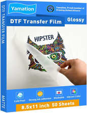 DTF Transfer Film Glossy: 8.5" X 11"Inch 50 Sheets PET Paper Glossy Clear Cold P