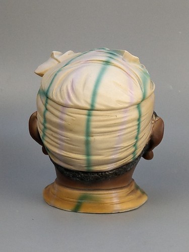 Antiguo tarro de tabaco de cerámica pintado negro americano afroamericano - Imagen 5 de 8