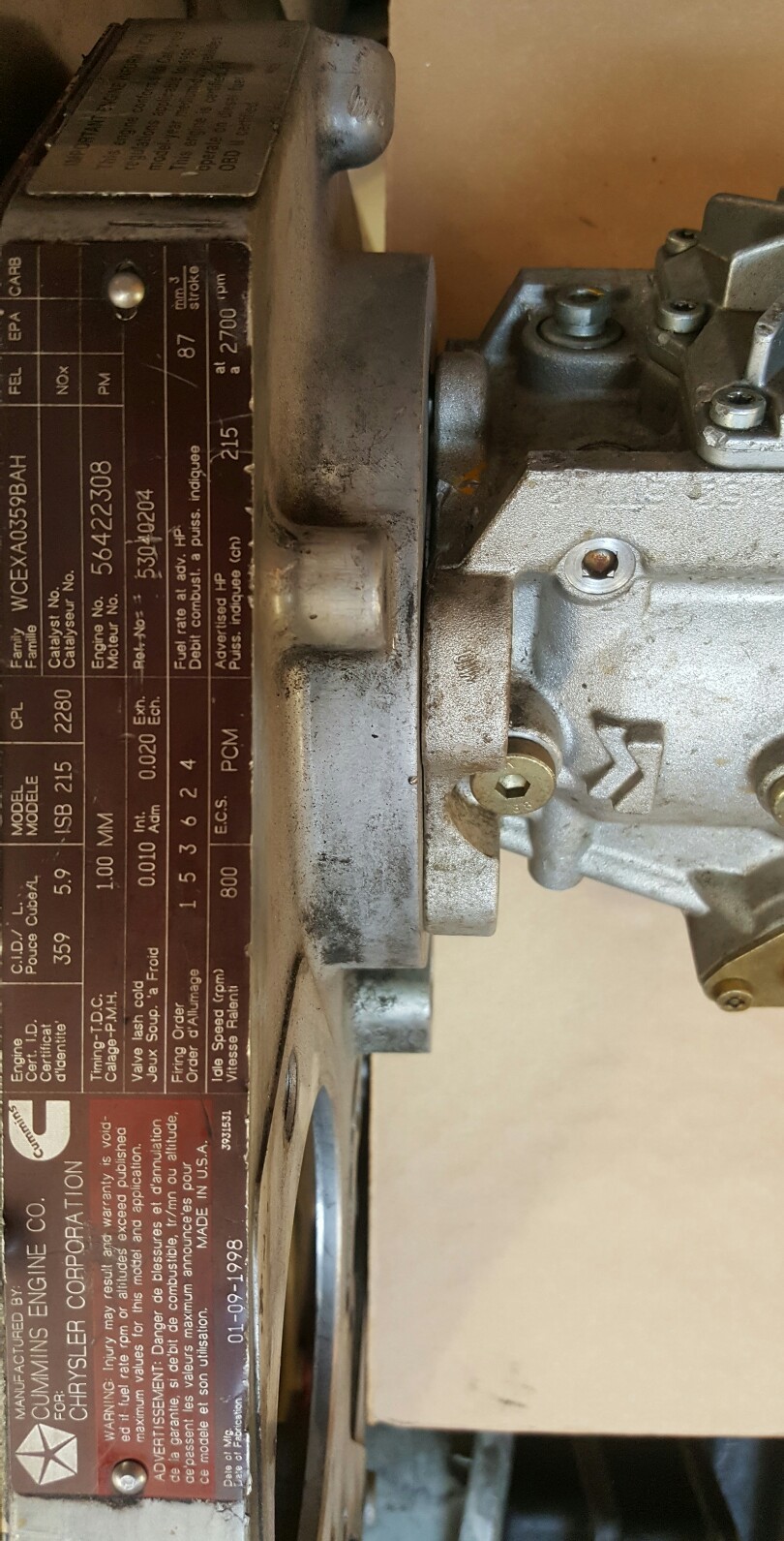 ECM DODGE RAM 2500 3500 CUMMINS ISB 5.9L ENGINE CONTROL MODULE FOR 1998