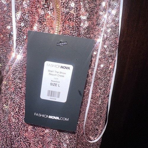 ¡¡NUEVO CON ETIQUETAS!! Moda Nova Vestido Mujer Lentejuelas, L, Oro Rosa Cóctel Formal Boda - Imagen 8 de 9