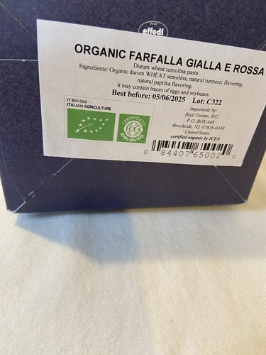 Organic Multicolor Red/yellow Farfalla Pasta Torino 8.8 oz Bow ties - Picture 5 of 5