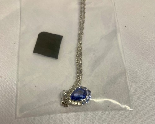 JTV Blue Tanzanite Rhodium, Pear, Over St Silver Pendant W/Chain 1.38ctw - NWB! - Picture 5 of 7