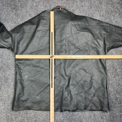 Carhartt Jacket Mens Large Rain Coat PVC Waterproof Green Snap Missing Hood - Picture 8 of 10