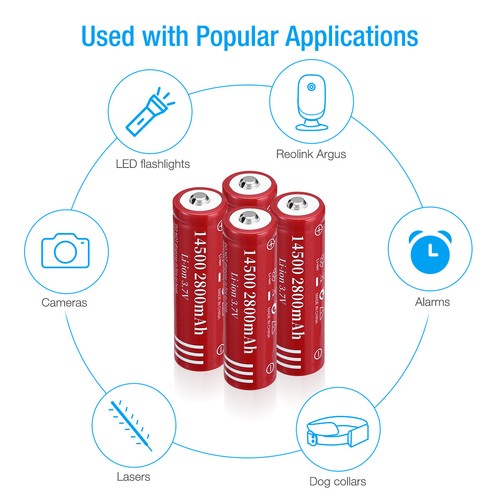 4-20pcs 14500 3.7V 2800mAH Lithium Li-ion Rechargeable Battery Batteries USA - Picture 3 of 20