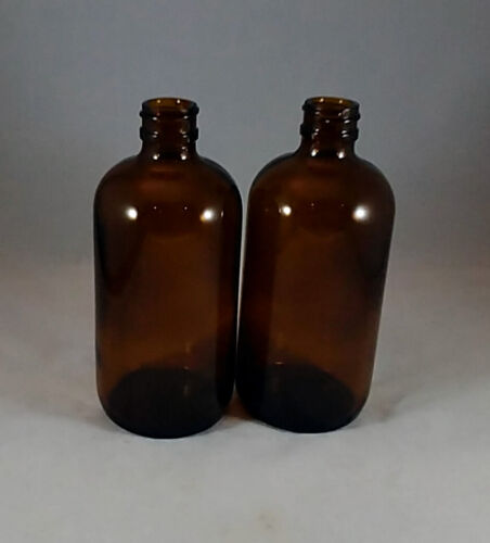 8 oz Amber Boston Round Glass Bottles 28-400,Mult Lot Sizes, Cosmetics,Chemistry - Picture 6 of 8