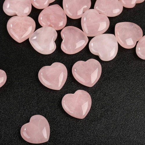 Natural Healing Crystal Rose Quartz Heart Stones Polished Pocket Palm Gemstone - Picture 10 of 11