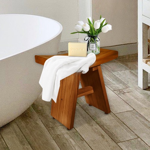 Teak Wood Shower Bench Teak Bath Spa Shower Stool Corner Salon Bathroom 8 Styles - Picture 17 of 73
