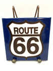 ROUTE 66 Tile Trivet Ceramic Blue Brown White 5 7/8” X 5 7/8” Shiny
