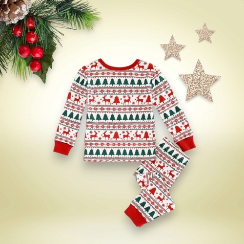Toddler Christmas Pattern Round Neck, Long Sleeve, Pajama Pants Sets - Picture 6 of 31