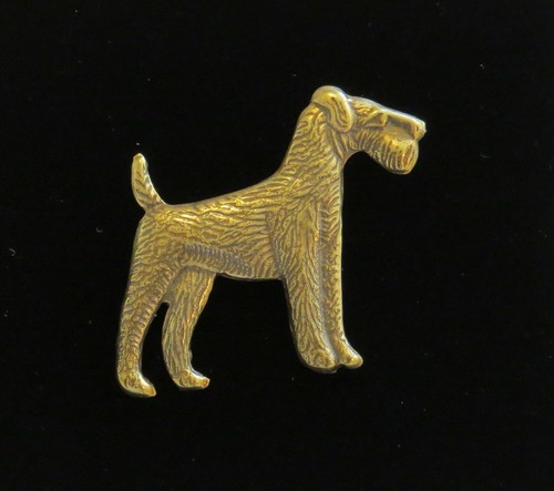 Airedale / Welsh Terrier Dog Pin Brooch Dogs Lover Brass or Matte Silver Ox  - Picture 4 of 17
