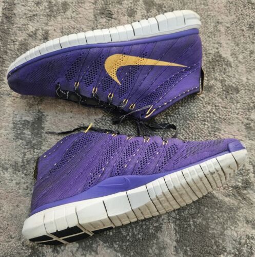 Nike Free Flyknit Chukka Hyper Grape scarpe da ginnastica da uomo taglia 10 viola giallo Lakers - Foto 4 di 8