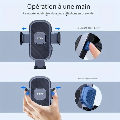 Support Téléphone Voiture Ventouse pour Tableau de Bord Pare-Brise, UNIVERSAL - Photo 3 sur 4