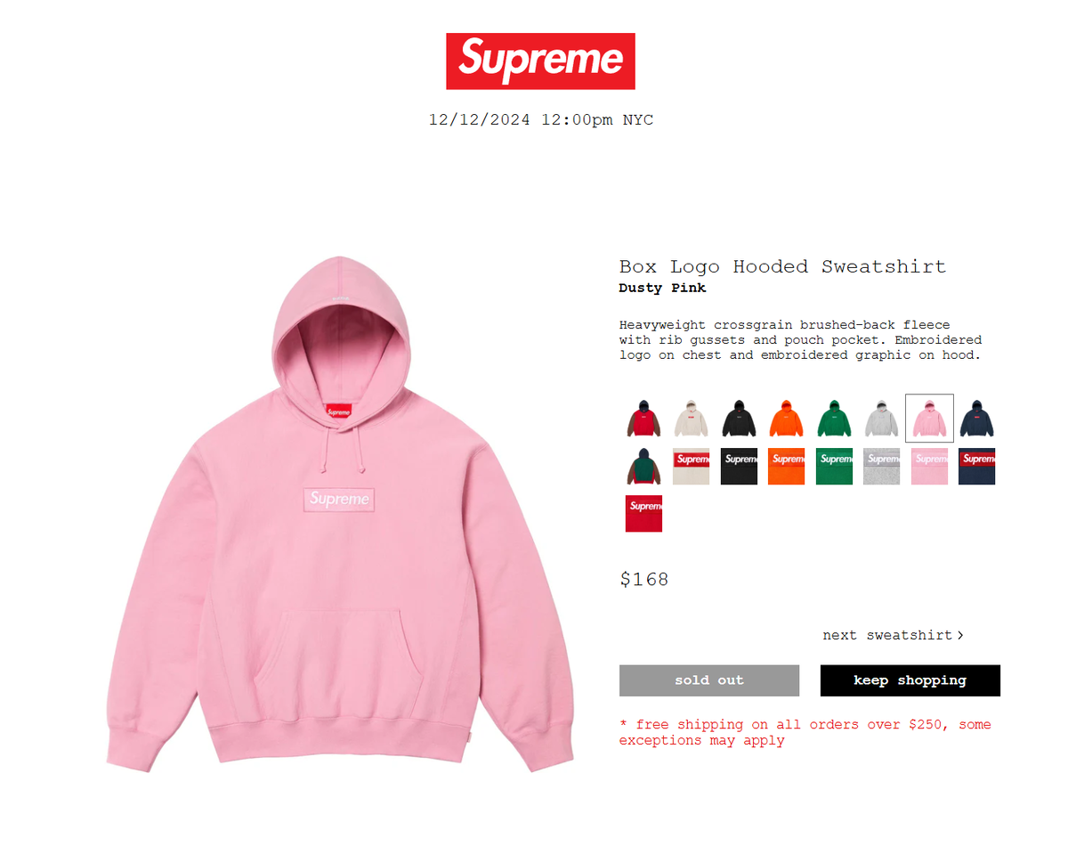 Supreme Box Logo Hooded Sweatshirt (FW24) Pink - Sizes Small Supreme Box Logo Hooded Sweatshirt (FW24) Pink - Sizes Small
